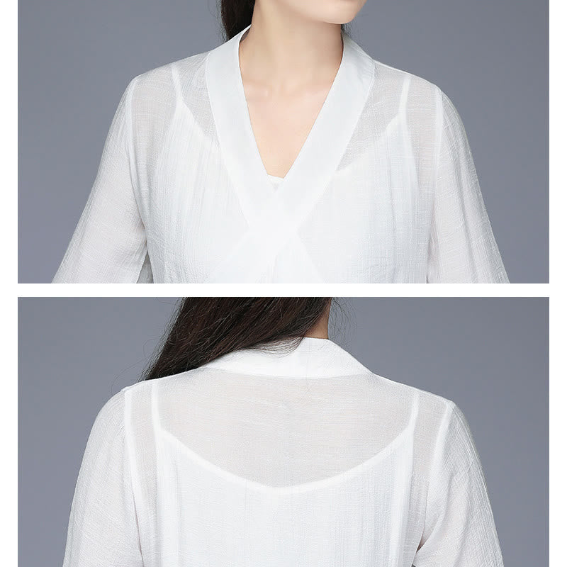 Midikleid im Hanfu-Stil mit Buddha-Steinen, Hose mit weitem Bein, Meditation, Zen-Praxis, Yoga, Tanzkleidung - image 12