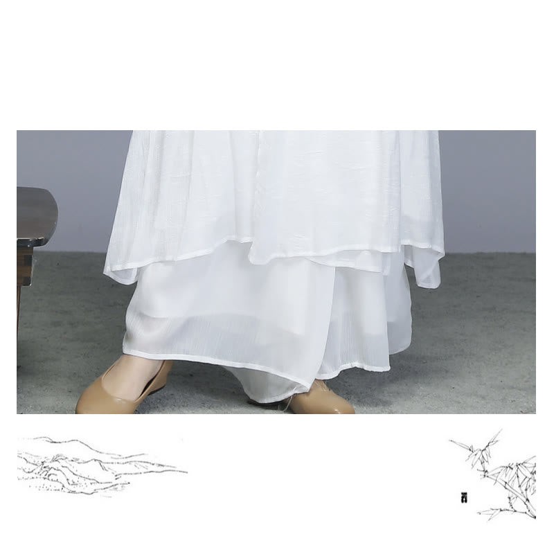 Buddha Stones ​​Hanfu-Stil Midikleid mit weitem Bein, Kleidung für Meditation, Zen-Praxis, Yoga und Tanz - image 13