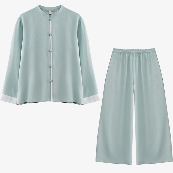 Buddha Stones ​​2-teiliges Tang-Anzug-Set, Langarmshirt, Hose, Meditations-, Zen- und Tai-Chi-Mischgewebe, Baumwoll-Leinen-Kleidung für Damen - image 21