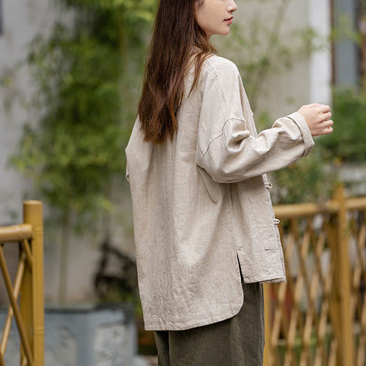 Buddha-Steine ​​Frosch-Knopf-Design Shirt Tai Chi Meditation Top Kleidung Ramie Leinen Jacke - image 19