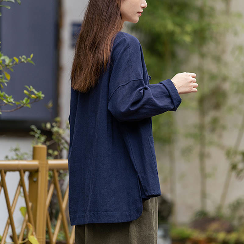 Buddha-Steine ​​Frosch-Knopf-Design Shirt Tai Chi Meditation Top Kleidung Ramie Leinen Jacke - image 11