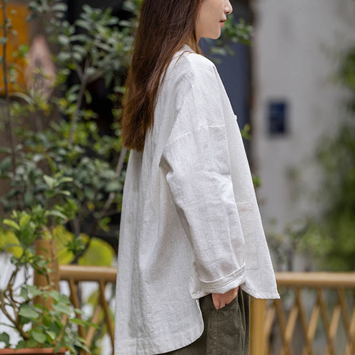 Buddha-Steine ​​Frosch-Knopf-Design Shirt Tai Chi Meditation Top Kleidung Ramie Leinen Jacke - image 5