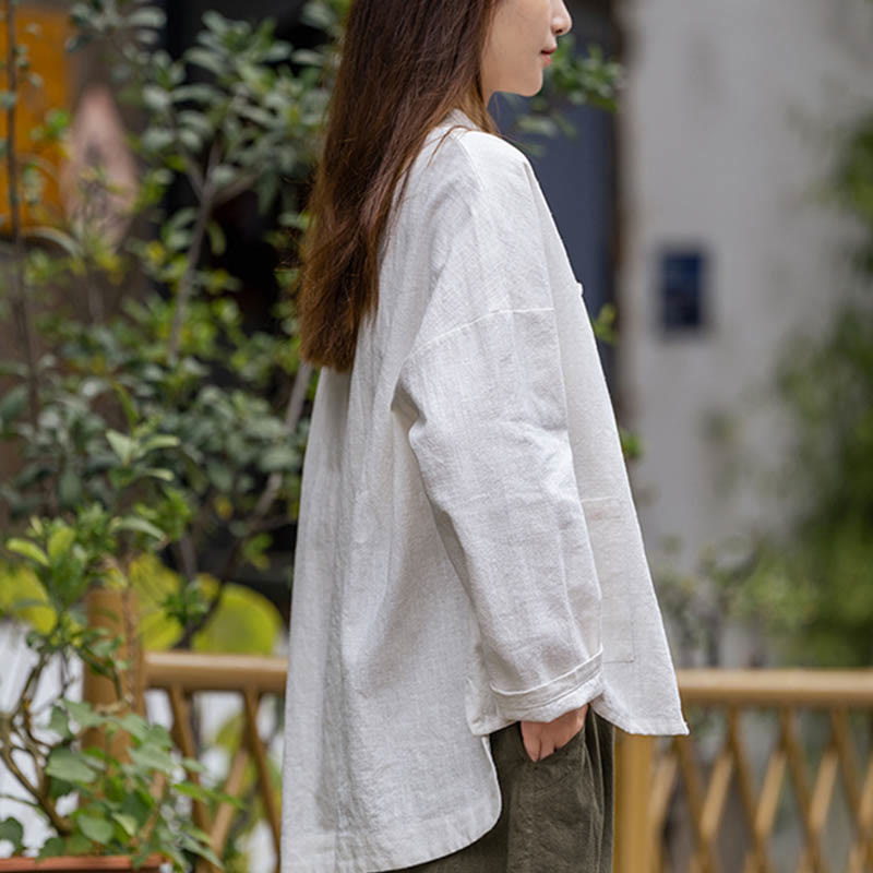 Buddha-Steine ​​Frosch-Knopf-Design Shirt Tai Chi Meditation Top Kleidung Ramie Leinen Jacke - image 5