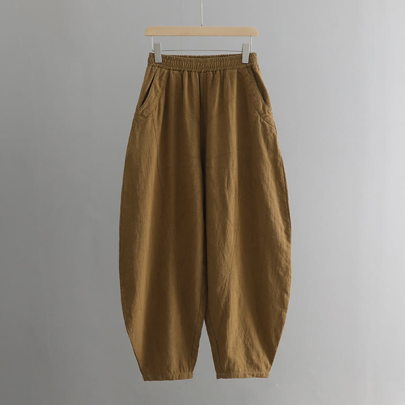 Buddha Stones Einfarbige, lockere Yoga-Haremshose mit Taschen - image 43