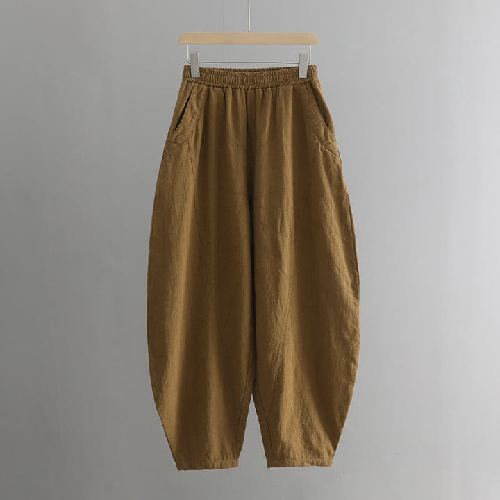 Buddha Stones Einfarbige, lockere Yoga-Haremshose mit Taschen - image 43