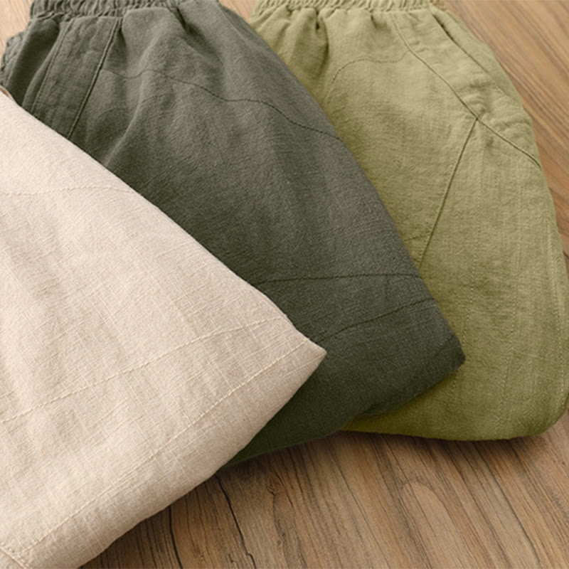 Buddha Stones Einfarbige, lockere Yoga-Haremshose mit Taschen