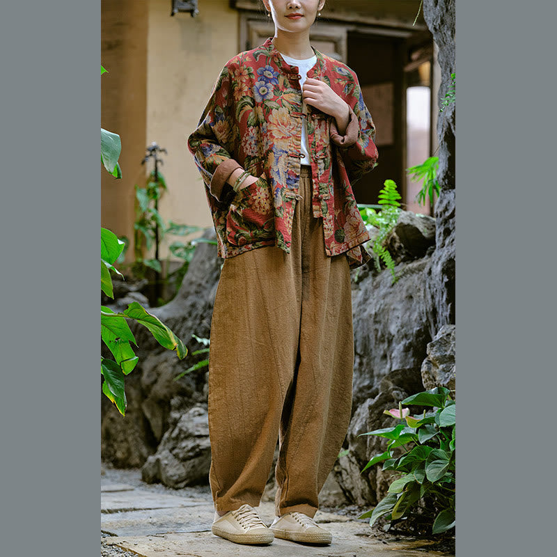 Buddha Stones Einfarbige, lockere Yoga-Haremshose mit Taschen - image 42