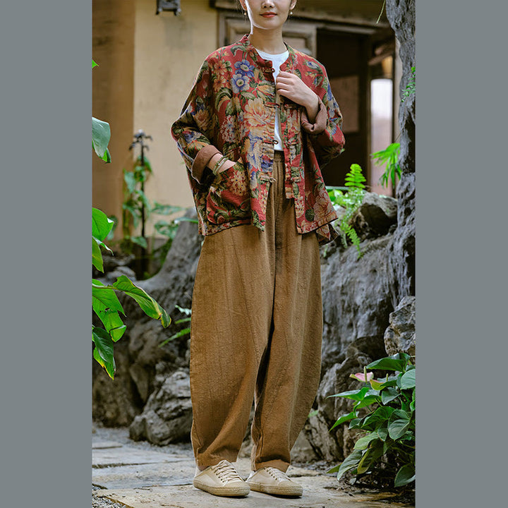Buddha Stones Einfarbige, lockere Yoga-Haremshose mit Taschen - image 42