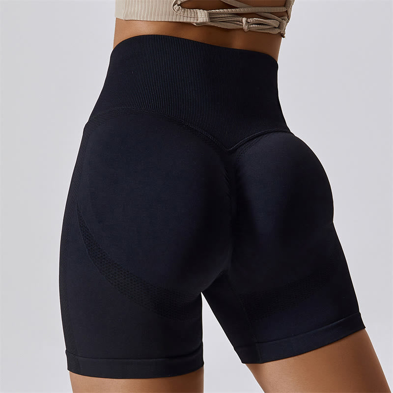 Buddha Stones Damen Nahtlose Sport-Fitness-Shorts mit hoher Taille und Yoga-Workout