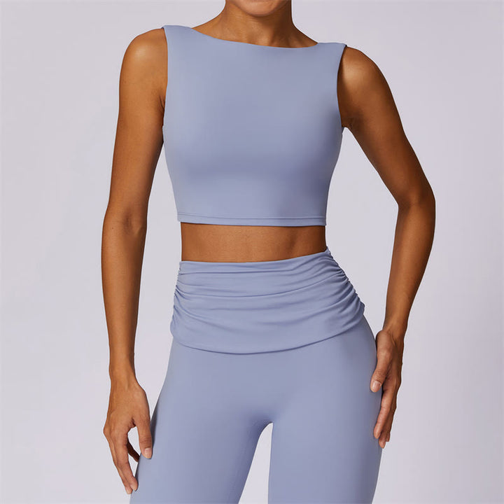 Buddha Stones Ärmelloses rückenfreies Träger-Tanktop, BH, ausgestellte Hose, Sport, Fitness, Yoga - Hellstahlblau - Spitze - US 8-10, UK/AU 12-14, EU 40-42 (XL) - image 1