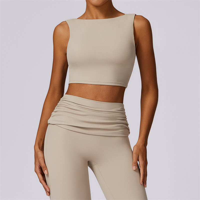 Buddha Stones Ärmelloses rückenfreies Träger-Tanktop, BH, ausgestellte Hose, Sport, Fitness, Yoga - Beige - Spitze - US8-10， UK/AU12-14，EU40-42 (XL) - image 53