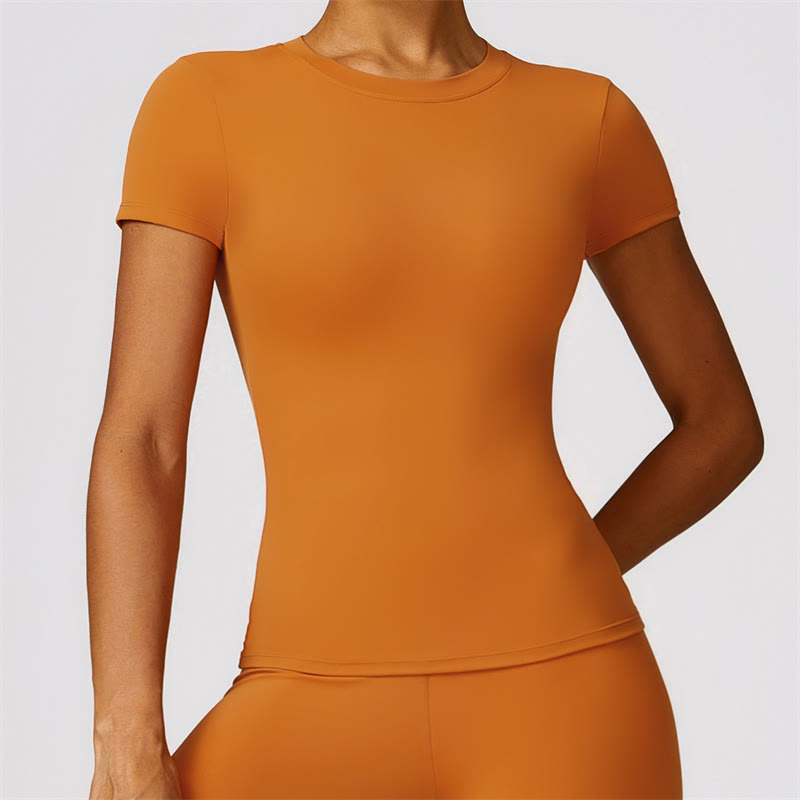 Buddha Stones Damen Kurzarm-T-Shirt, Oberteil, hohe Taille, Leggings, Hose für Sport, Yoga - Orange - Spitze - US 8-10, UK/AU 12-14, EU 40-42 (XL) - image 13