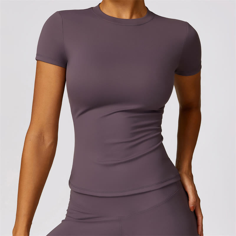 Buddha Stones Damen Kurzarm-T-Shirt, Oberteil, hohe Taille, Leggings, Hose für Sport, Yoga - RosyBrown - Spitze - US 8-10, UK/AU 12-14, EU 40-42 (XL) - image 42