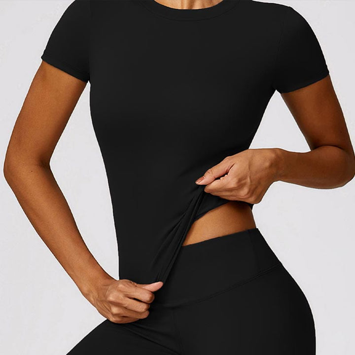 Buddha Stones Damen Kurzarm-T-Shirt, Oberteil, hohe Taille, Leggings, Hose für Sport, Yoga - image 1