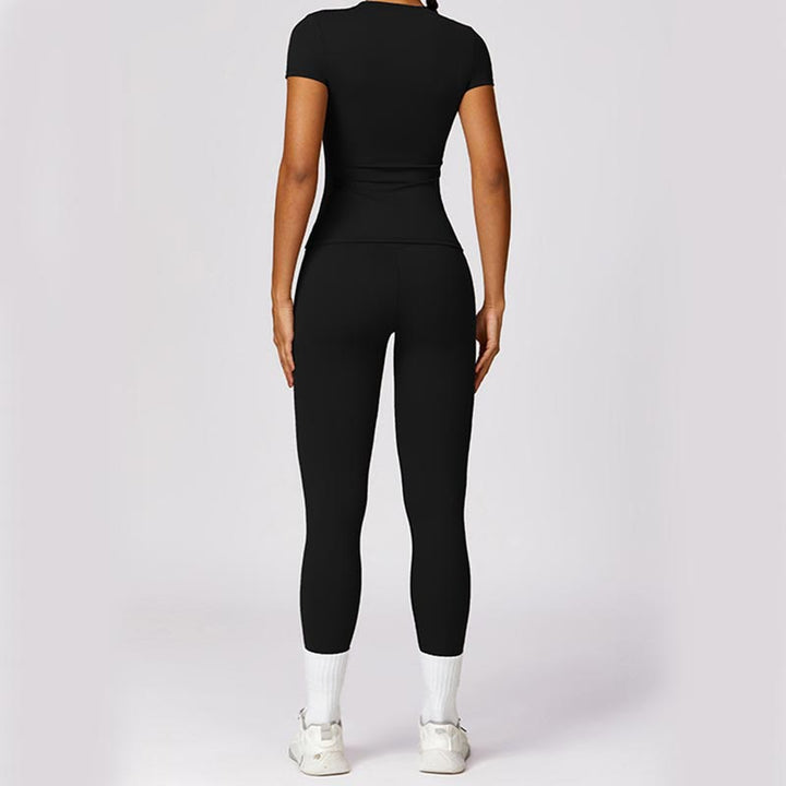 Buddha Stones Damen Kurzarm-T-Shirt, Oberteil, hohe Taille, Leggings, Hose für Sport, Yoga - image 6