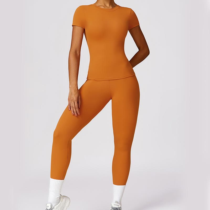 Buddha Stones Damen Kurzarm-T-Shirt, Oberteil, hohe Taille, Leggings, Hose für Sport, Yoga - image 18