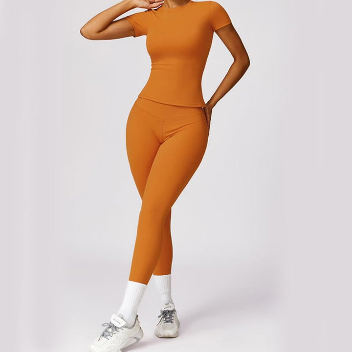 Buddha Stones Damen Kurzarm-T-Shirt, Oberteil, hohe Taille, Leggings, Hose für Sport, Yoga - image 19