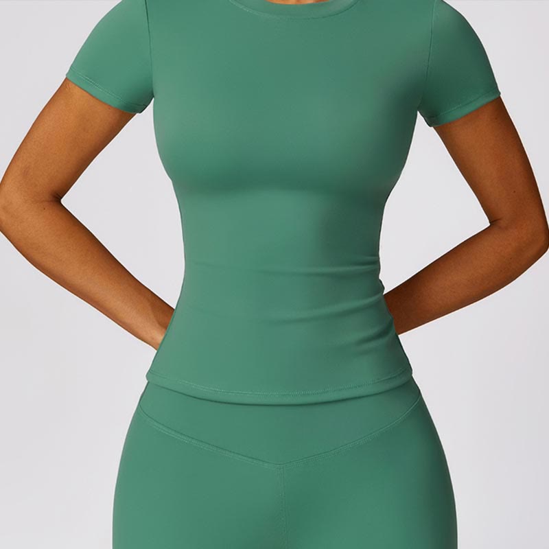 Buddha Stones Damen Kurzarm-T-Shirt, Oberteil, hohe Taille, Leggings, Hose für Sport, Yoga - image 31