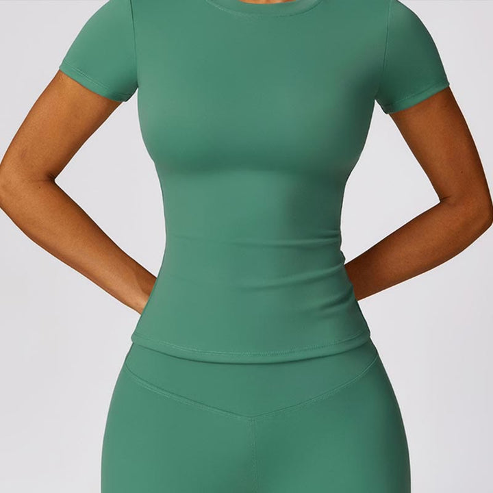 Buddha Stones Damen Kurzarm-T-Shirt, Oberteil, hohe Taille, Leggings, Hose für Sport, Yoga - image 31