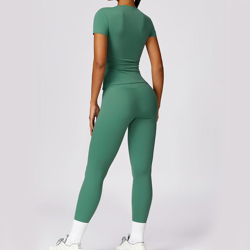 Buddha Stones Damen Kurzarm-T-Shirt, Oberteil, hohe Taille, Leggings, Hose für Sport, Yoga - image 34