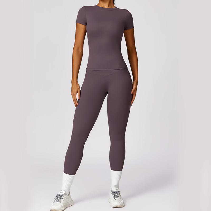 Buddha Stones Damen Kurzarm-T-Shirt, Oberteil, hohe Taille, Leggings, Hose für Sport, Yoga - image 47