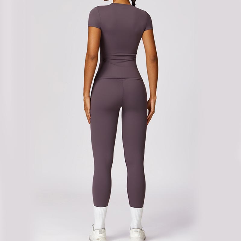 Buddha Stones Damen Kurzarm-T-Shirt, Oberteil, hohe Taille, Leggings, Hose für Sport, Yoga - image 48