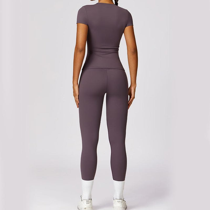 Buddha Stones Damen Kurzarm-T-Shirt, Oberteil, hohe Taille, Leggings, Hose für Sport, Yoga - image 48