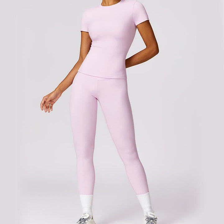 Buddha Stones Damen Kurzarm-T-Shirt, Oberteil, hohe Taille, Leggings, Hose für Sport, Yoga - image 64