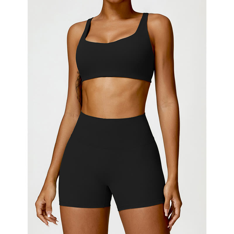 Buddha Stones Gym Sport Yoga Rückenfreier BH Crop Tank Top Shorts - image 1