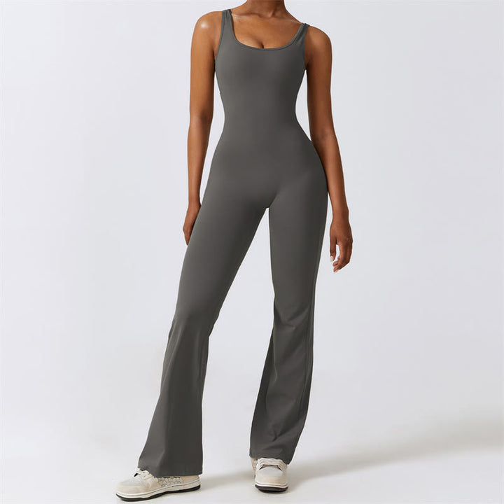 Buddha Stones Damen-Workout-Overall, ärmellos, Schlaghose, Sport, Fitness, Yoga-Bodysuit - Grau - US 8-10, UK/AU 12-14, EU 40-42 (XL) - image 6