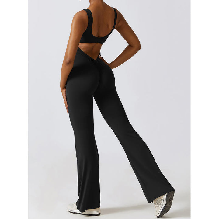 Buddha Stones Damen-Workout-Overall, ärmellos, Schlaghose, Sport, Fitness, Yoga-Bodysuit