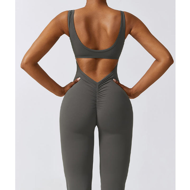 Buddha Stones Damen-Workout-Overall, ärmellos, Schlaghose, Sport, Fitness, Yoga-Bodysuit