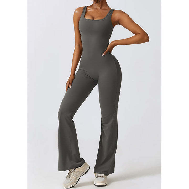 Buddha Stones Damen-Workout-Overall, ärmellos, Schlaghose, Sport, Fitness, Yoga-Bodysuit