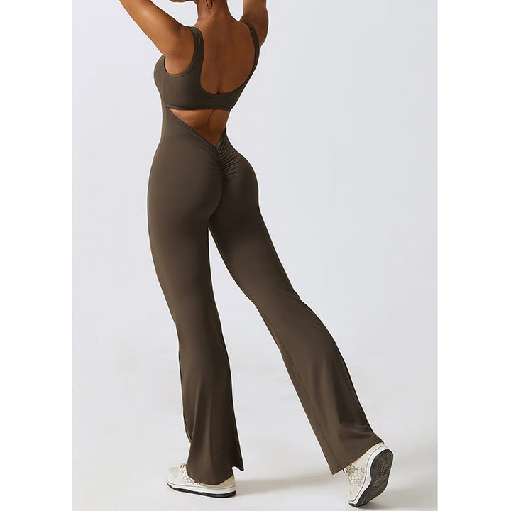 Buddha Stones Damen-Workout-Overall, ärmellos, Schlaghose, Sport, Fitness, Yoga-Bodysuit