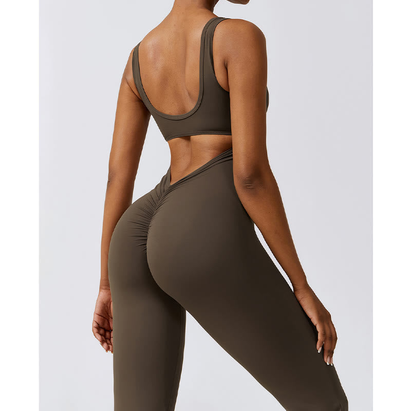 Buddha Stones Damen-Workout-Overall, ärmellos, Schlaghose, Sport, Fitness, Yoga-Bodysuit