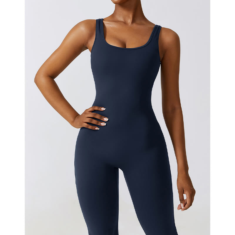 Buddha Stones Damen-Workout-Overall, ärmellos, Schlaghose, Sport, Fitness, Yoga-Bodysuit