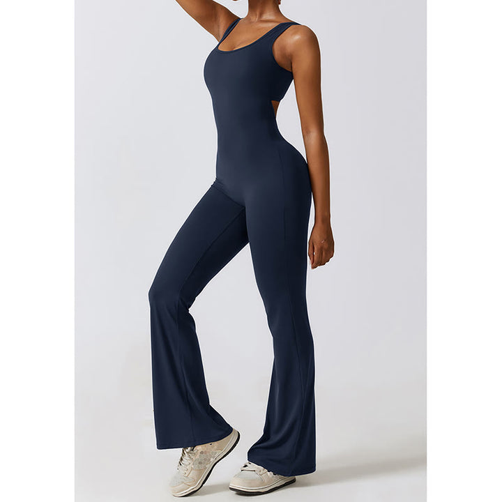 Buddha Stones Damen-Workout-Overall, ärmellos, Schlaghose, Sport, Fitness, Yoga-Bodysuit