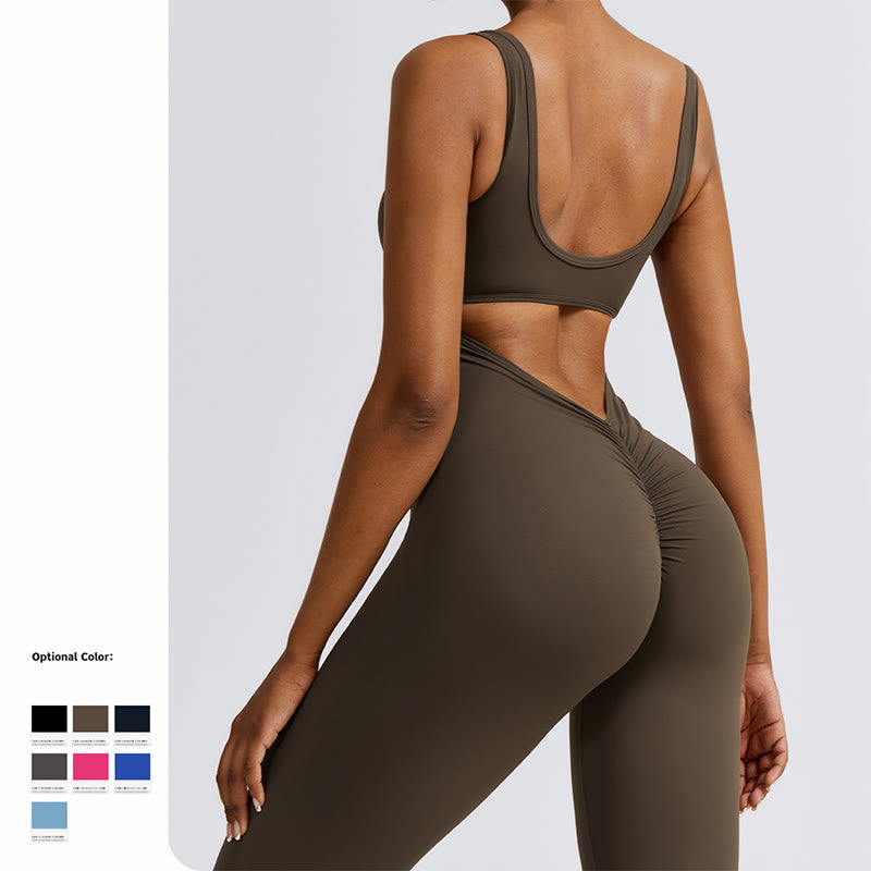 Buddha Stones Damen-Workout-Overall, ärmellos, Schlaghose, Sport, Fitness, Yoga-Bodysuit