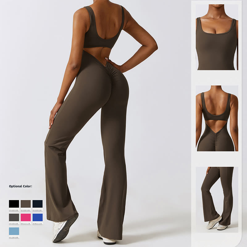 Buddha Stones Damen-Workout-Overall, ärmellos, Schlaghose, Sport, Fitness, Yoga-Bodysuit