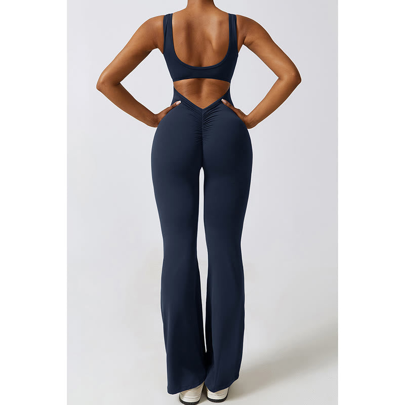 Buddha Stones Damen-Workout-Overall, ärmellos, Schlaghose, Sport, Fitness, Yoga-Bodysuit