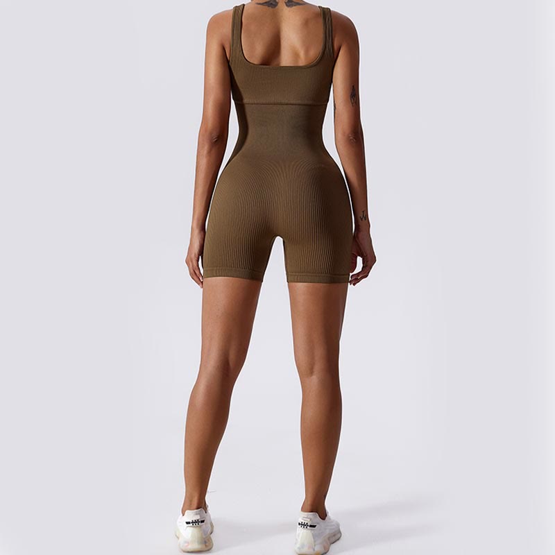 Buddha Stones Hoher Stretch-ärmelloser nahtloser Overall Sport Fitness Yoga Frauen Bodysuit