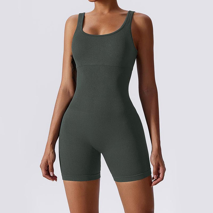 Buddha Stones Hoher Stretch-ärmelloser nahtloser Overall Sport Fitness Yoga Frauen Bodysuit