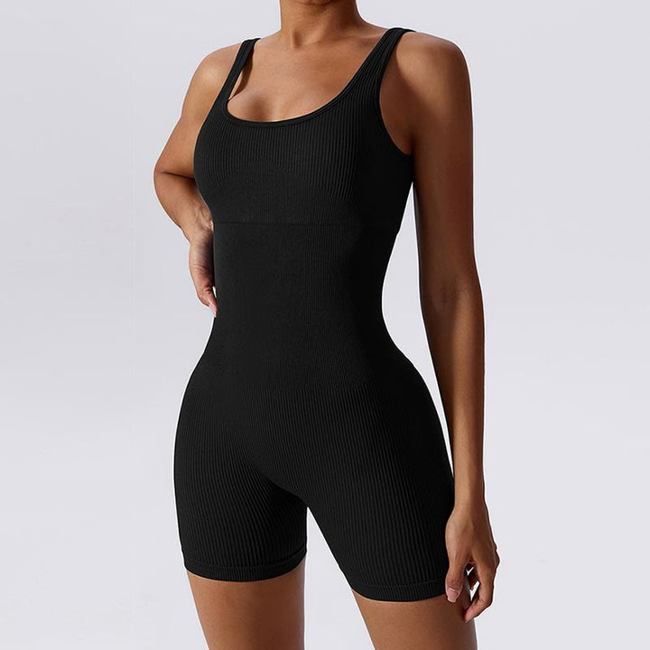 Buddha Stones Hoher Stretch-ärmelloser nahtloser Overall Sport Fitness Yoga Frauen Bodysuit