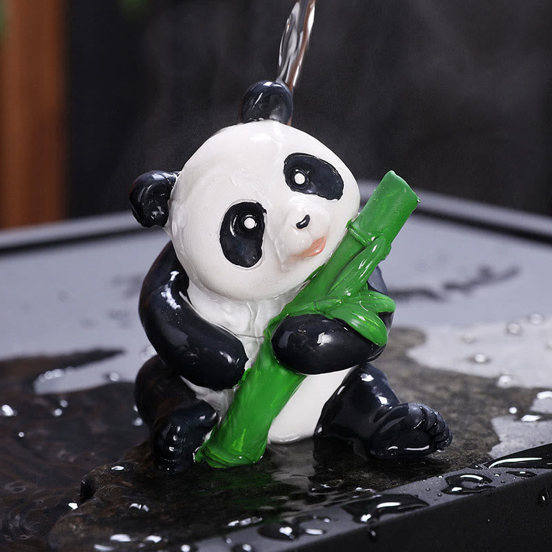 Buddha-Steine, Farbwechsel, kleiner süßer Panda, Bambus, Tee-Haustier, Kunstharz, Heimdekoration - Panda Bambus 6*6,5*9cm - image 0