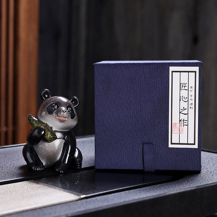 Buddha-Steine, Farbwechsel, kleiner süßer Panda, Bambus, Tee-Haustier, Kunstharz, Heimdekoration - 1 Stück Panda (Geschenkbox) - image 10