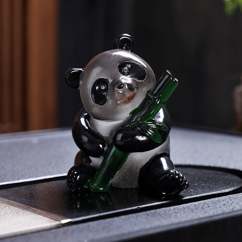 Buddha-Steine, Farbwechsel, kleiner süßer Panda, Bambus, Tee-Haustier, Kunstharz, Heimdekoration - image 2