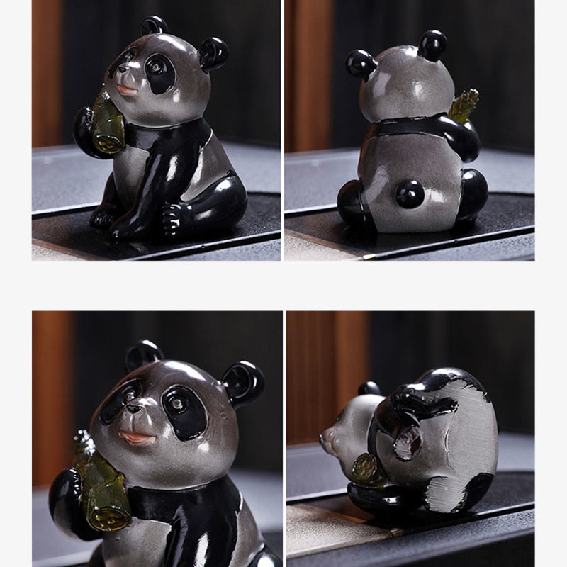 Buddha-Steine, Farbwechsel, kleiner süßer Panda, Bambus, Tee-Haustier, Kunstharz, Heimdekoration - image 7
