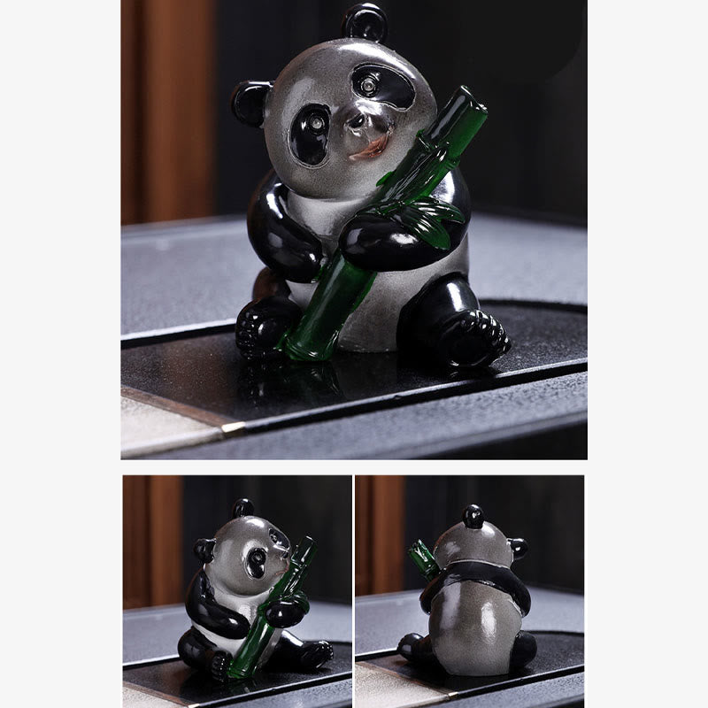 Buddha-Steine, Farbwechsel, kleiner süßer Panda, Bambus, Tee-Haustier, Kunstharz, Heimdekoration - image 4