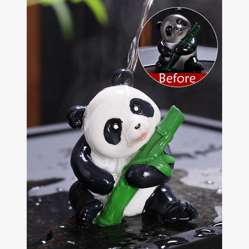 Buddha-Steine, Farbwechsel, kleiner süßer Panda, Bambus, Tee-Haustier, Kunstharz, Heimdekoration - image 3