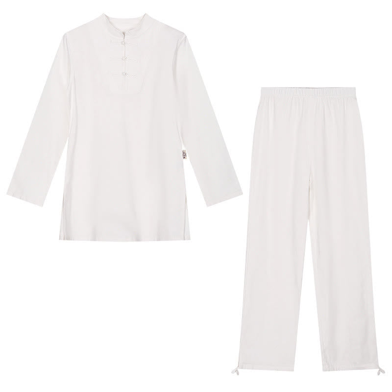 Buddha Stones 2-teiliges Set mit halblangen Ärmeln, Hemd, Oberteil und Hose, Meditation, Zen, Tai Chi, Baumwolle und Leinen, Damen - image 18